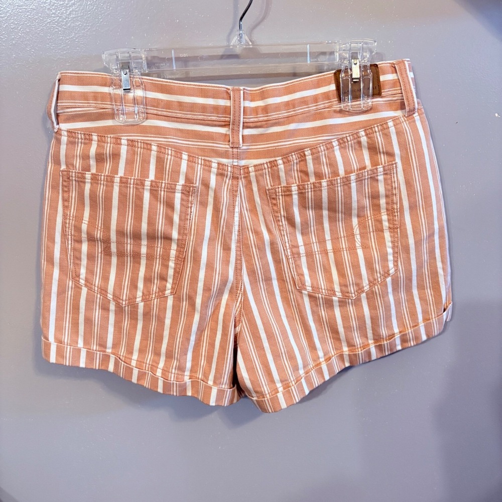 American Eagle Pink and White Striped Cuffed Shorts (Women's 12) - Picture 4 of 6